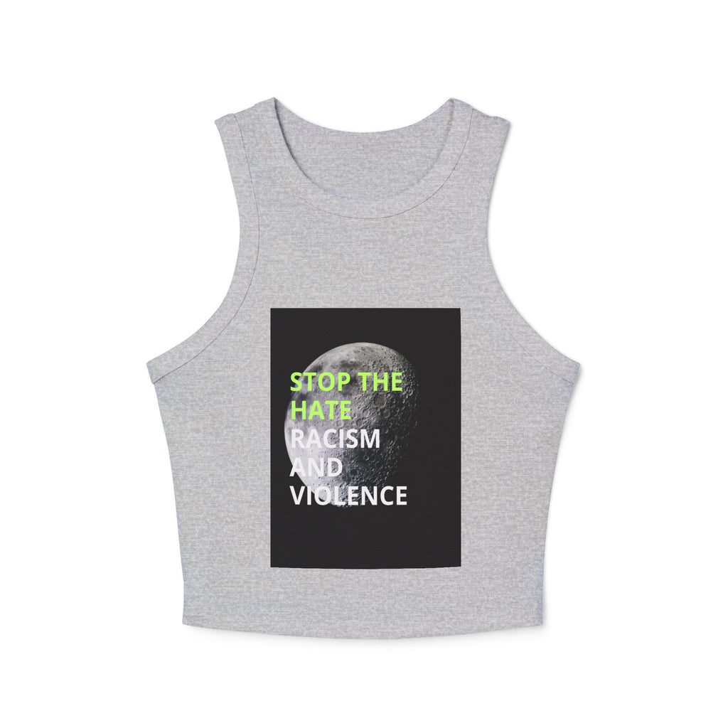 Stop the Hate Racer Tank Top — Anti-Racism Graphic Crop Tank