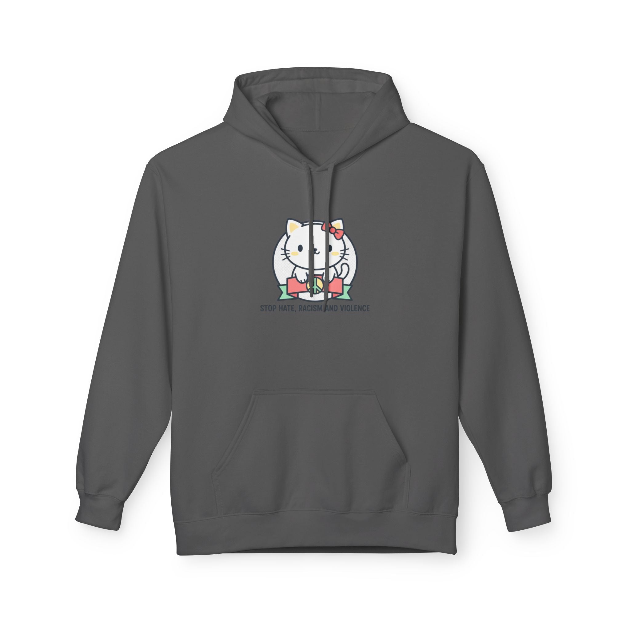 Stop Hate, Racism and Violence Cat Hoodie — Cute Anti-Racism Graphic Hoodie