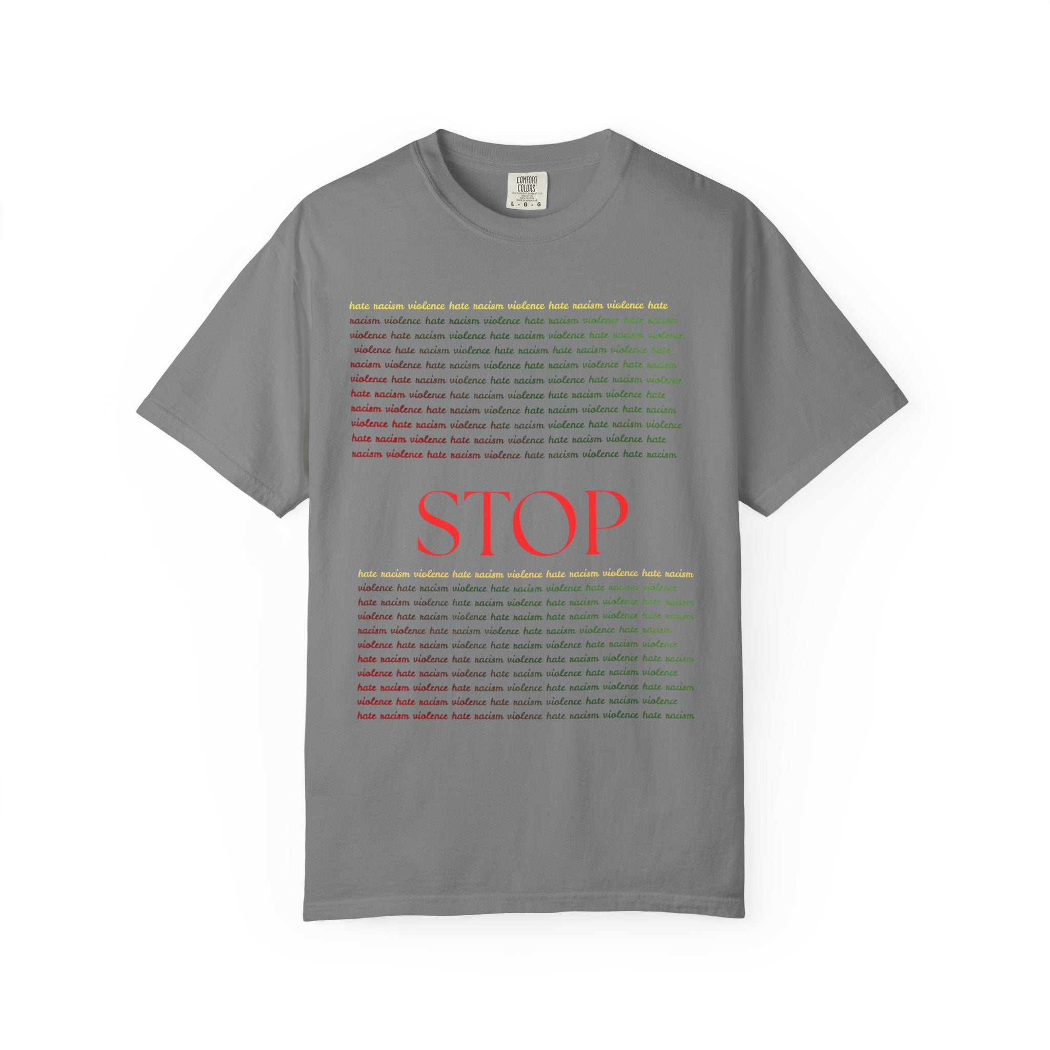 Stop Screen Tee — Black Graphic T-Shirt with Bold RED “STOP” Message