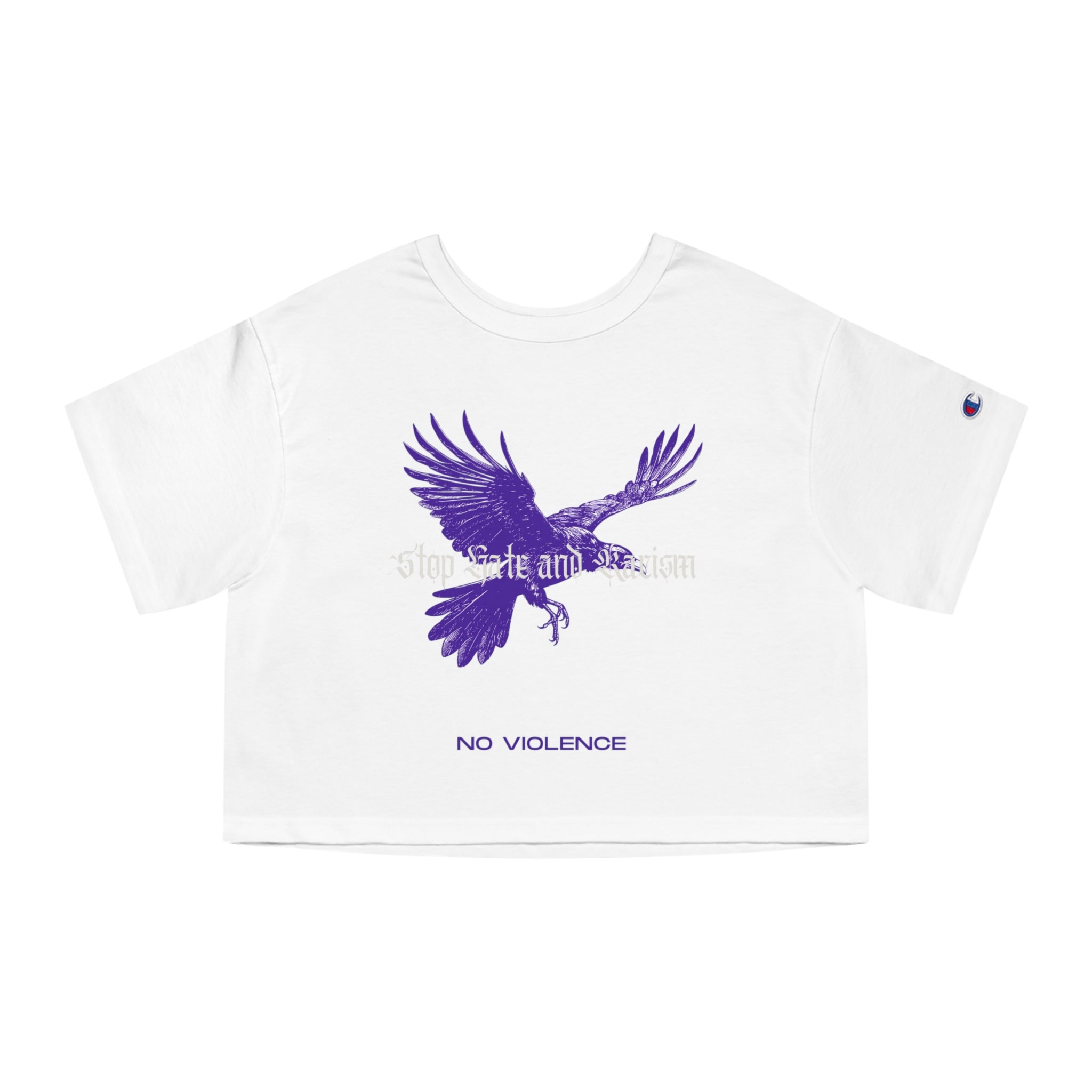 No Violence Raven Cropped T-Shirt — Women's Champion Heritage Graphic Tee