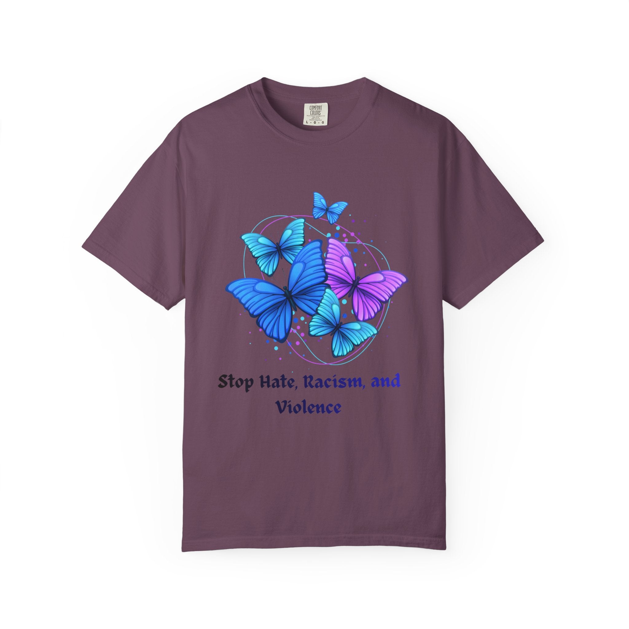 Butterfly Peace T-Shirt — "Stop Hate, Racism, and Violence" Anti-Violence Tee