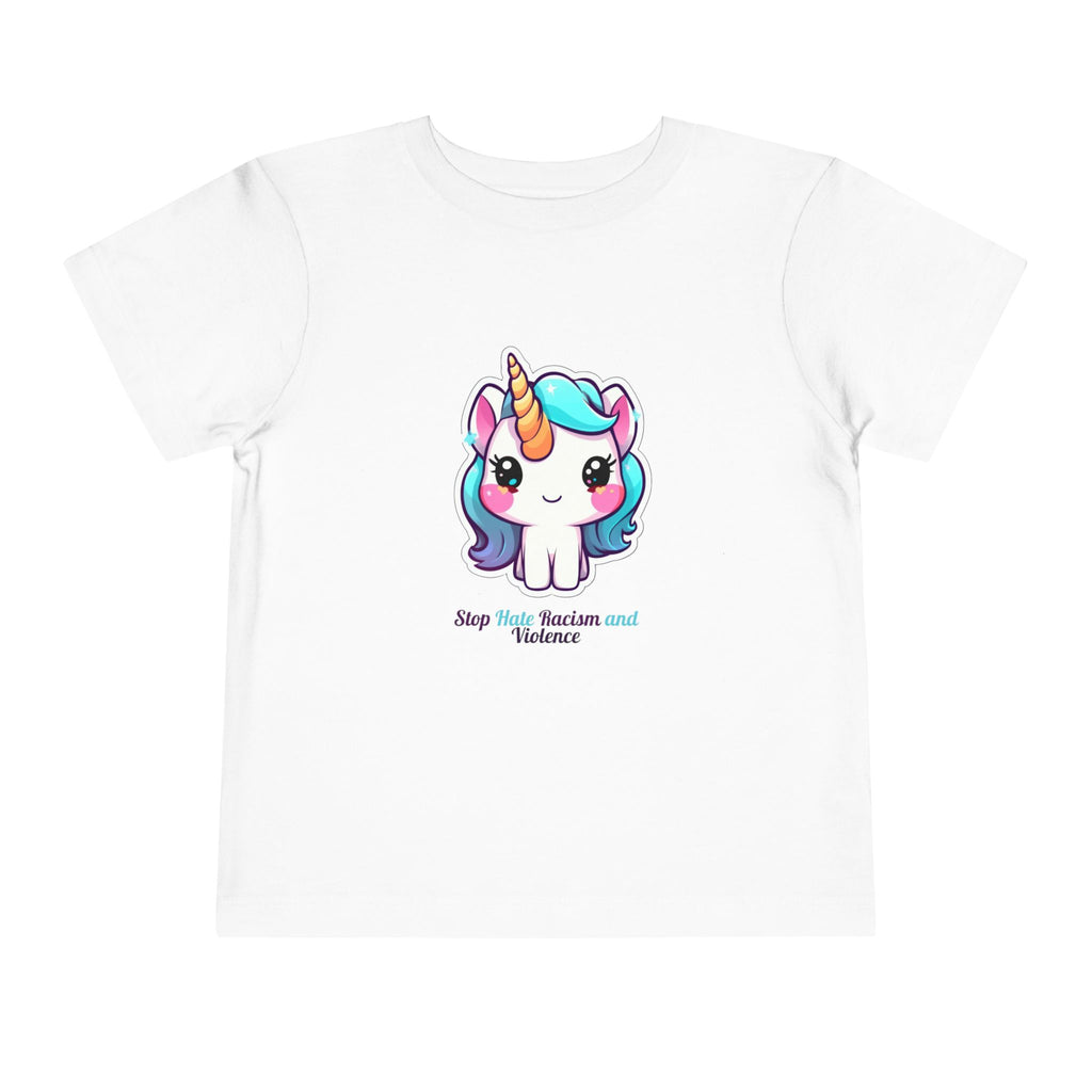 Toddler Tee — Cute Rainbow Unicorn "Stay Positive and Believe" Kids Shirt