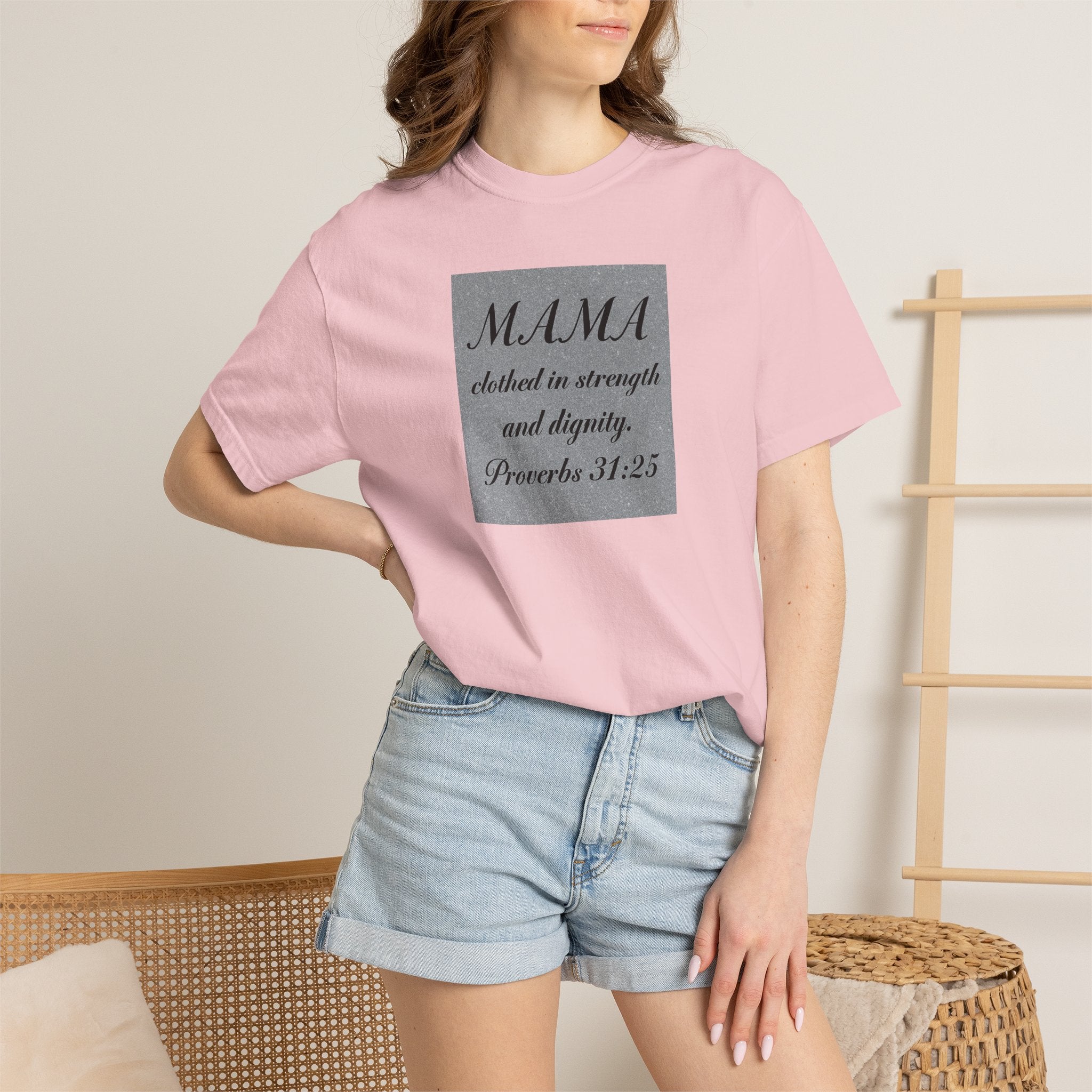 Mama Proverbs 31:25 T-Shirt — 'Clothed in Strength and Dignity' Christian Mom Tee