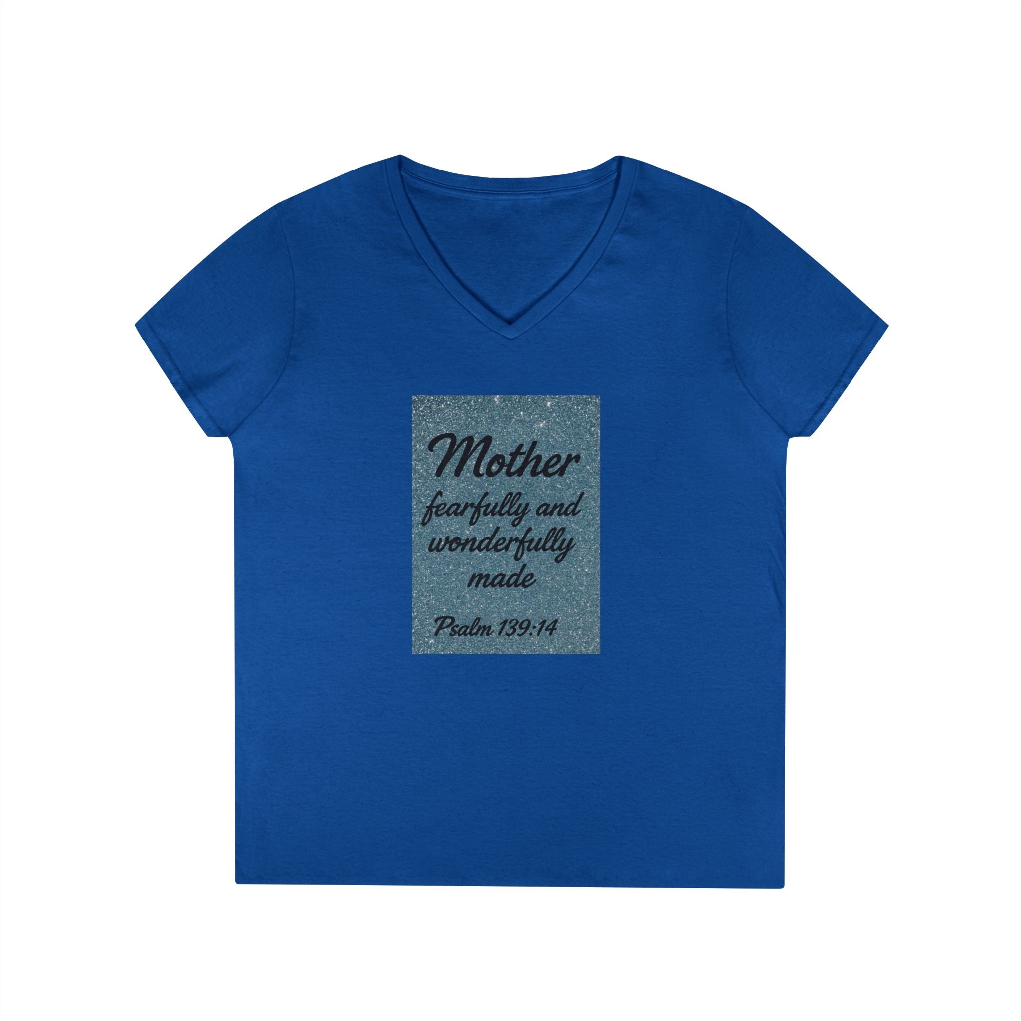 Mother 'Fearfully and Wonderfully Made' V‑Neck Tee — Psalm 139:14 Christian Mom Shirt