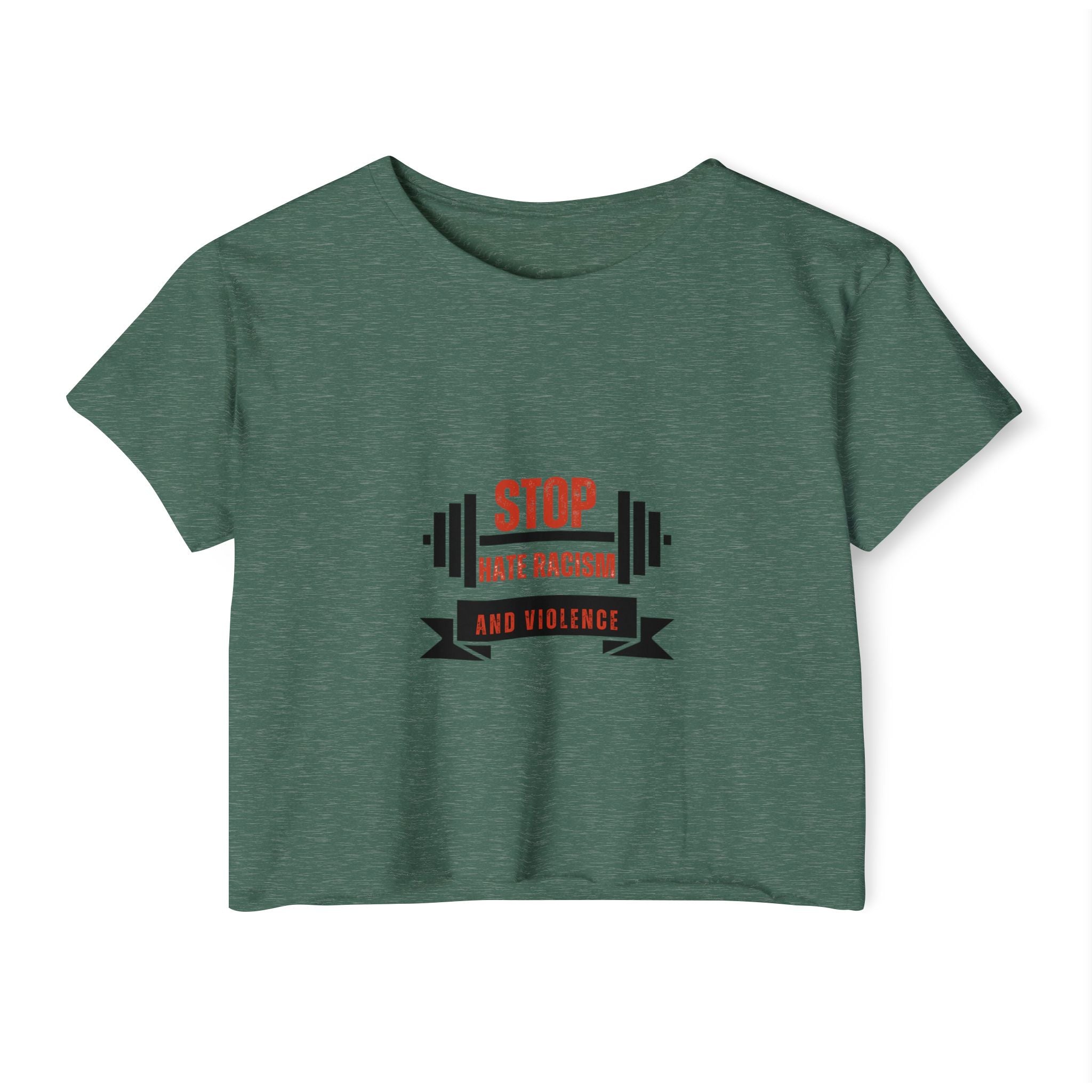 Crop Top — "Stop Hate Racism and Violence" Graphic Festival Tee