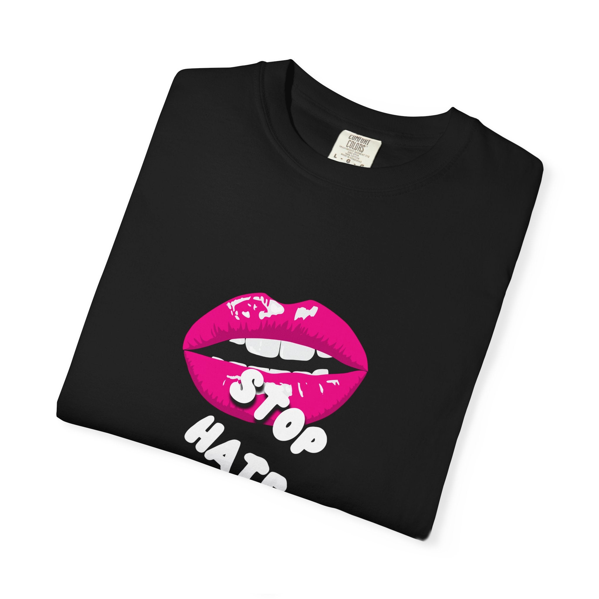 T-Shirt — Pink Lip 'Stop' Graphic Tee (No Racism or Violence)
