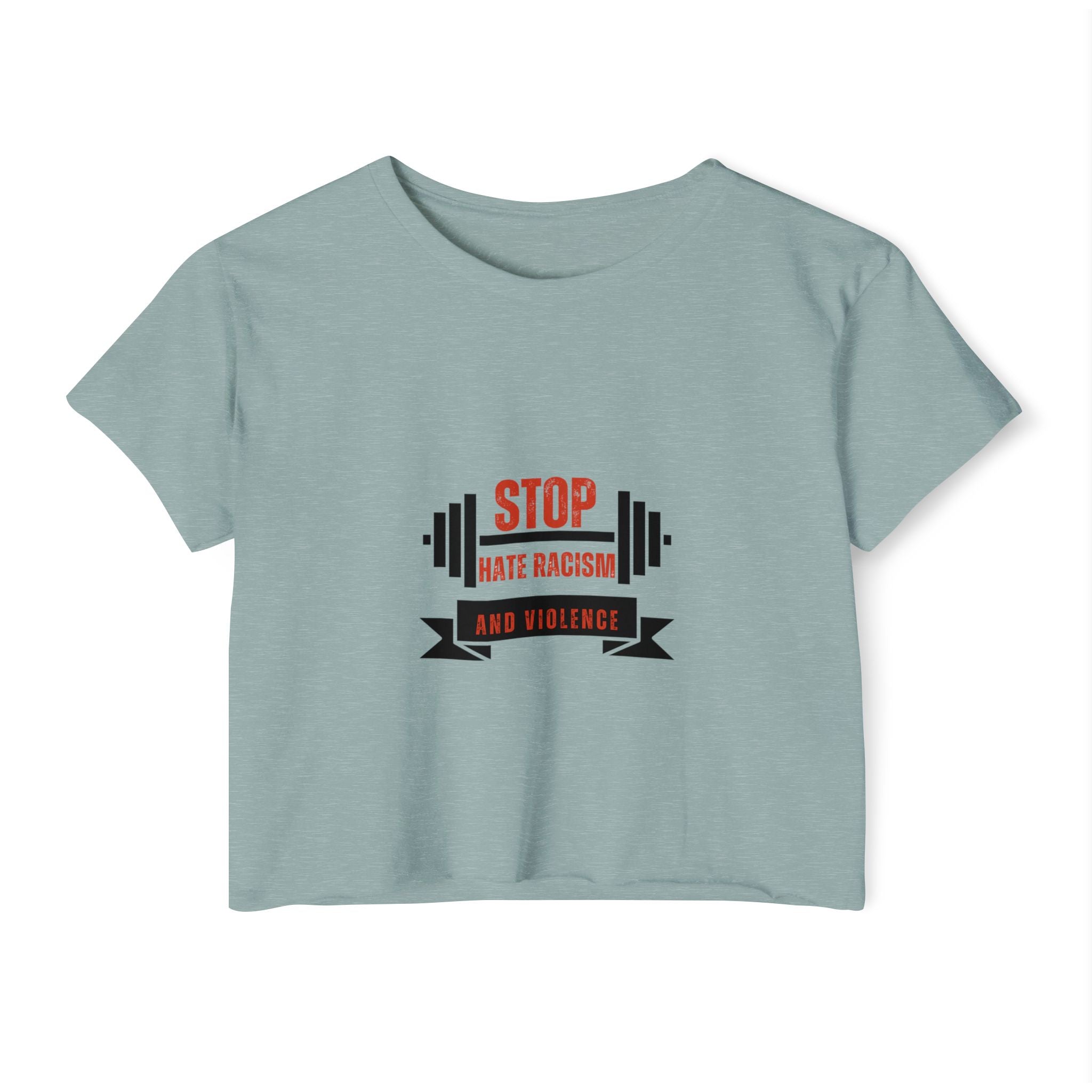 Crop Top — "Stop Hate Racism and Violence" Graphic Festival Tee