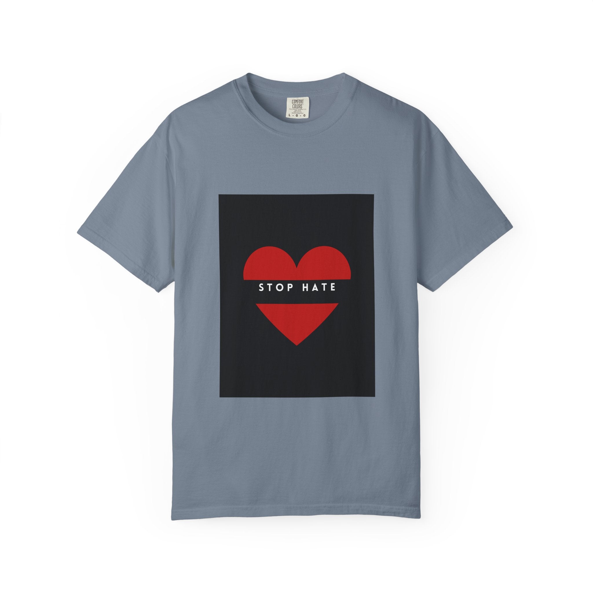Stop Hate Heart T-Shirt — Red Heart Graphic Tee for Anti-Hate Awareness