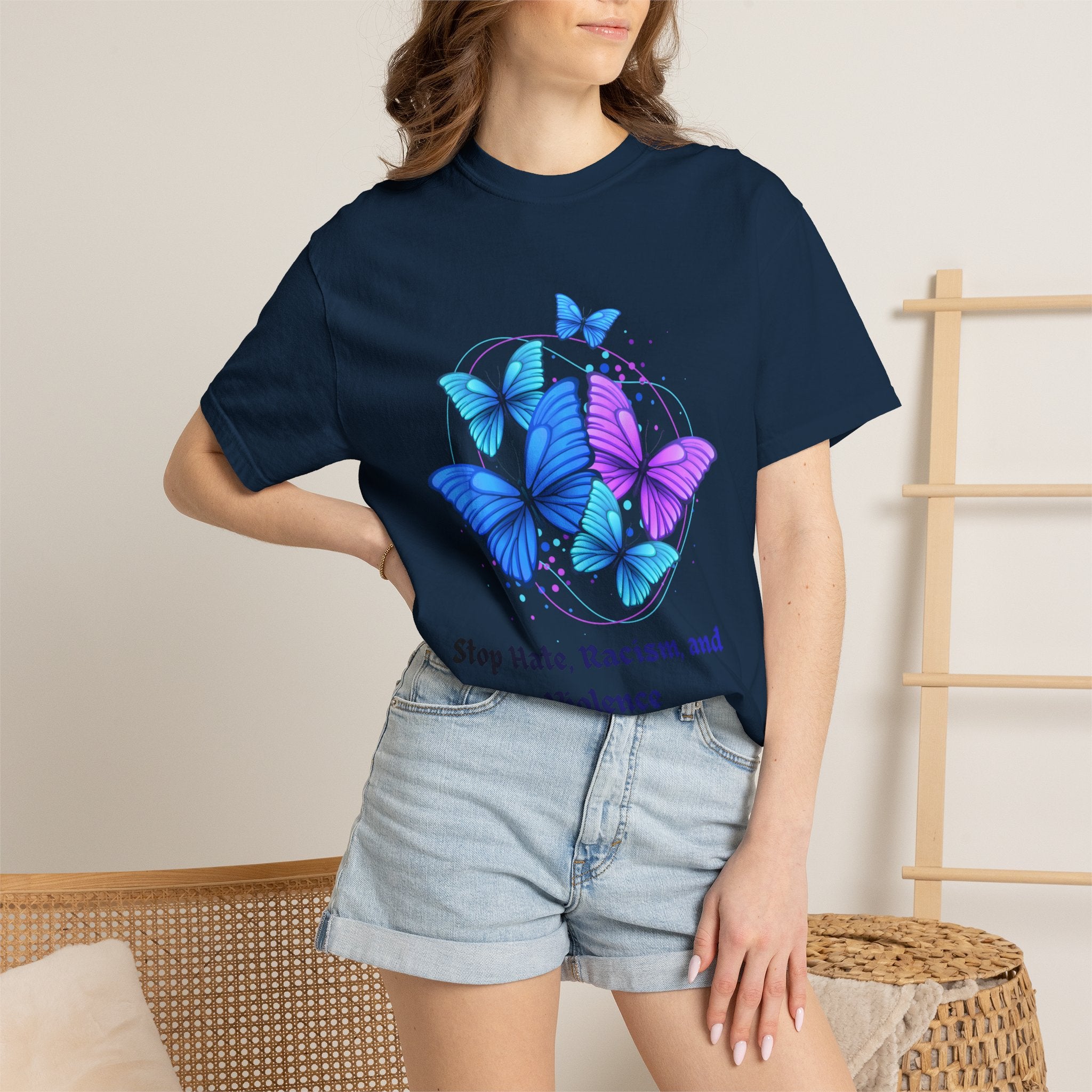 Butterfly Peace T-Shirt — "Stop Hate, Racism, and Violence" Anti-Violence Tee