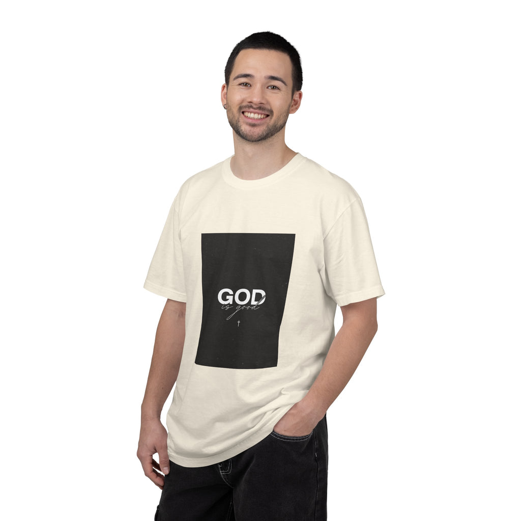 God Typography T-Shirt — Minimal Black Square Graphic Tee