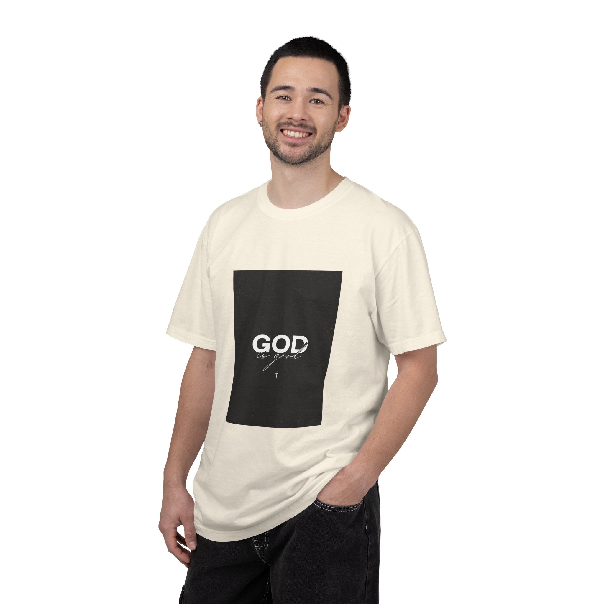 God Typography T-Shirt — Minimal Black Square Graphic Tee