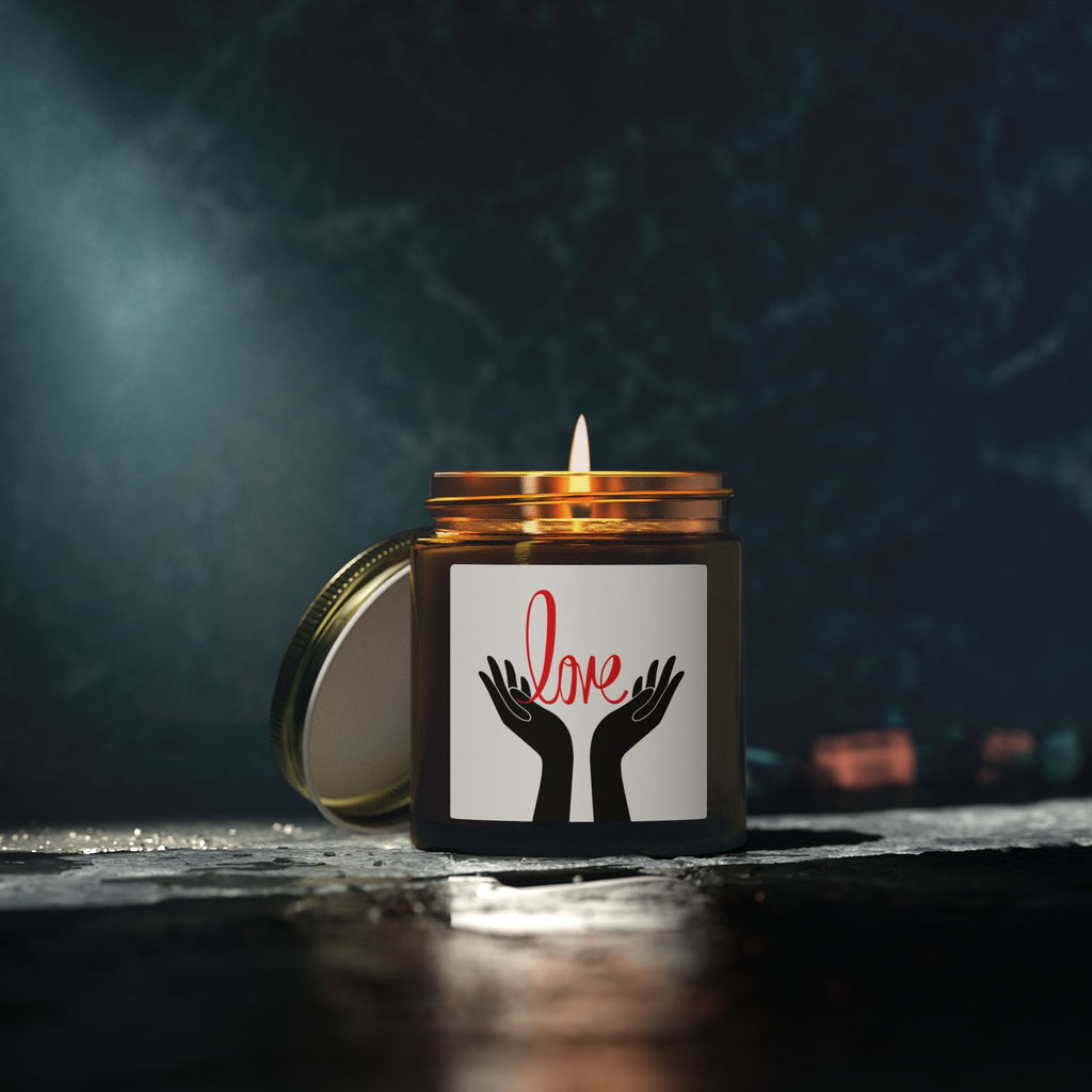 Coconut Apricot Scented Candle — 'Love' Hands Jar (4oz & 9oz)