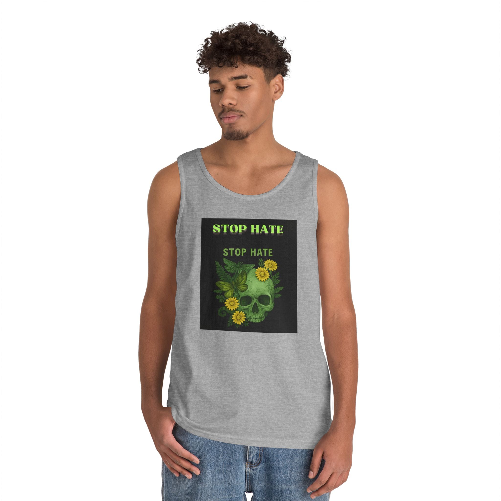 Stop Hate Floral Skull Tank Top — Anti-Hate Graphic Tank