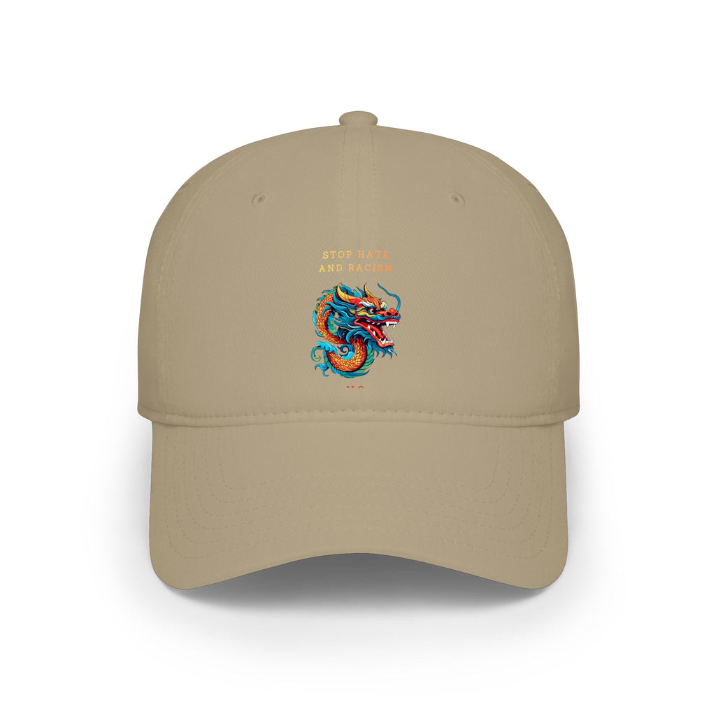 Red Dragon Baseball Cap - "Stop Hate and Racism" Embroidered Low Profile Hat