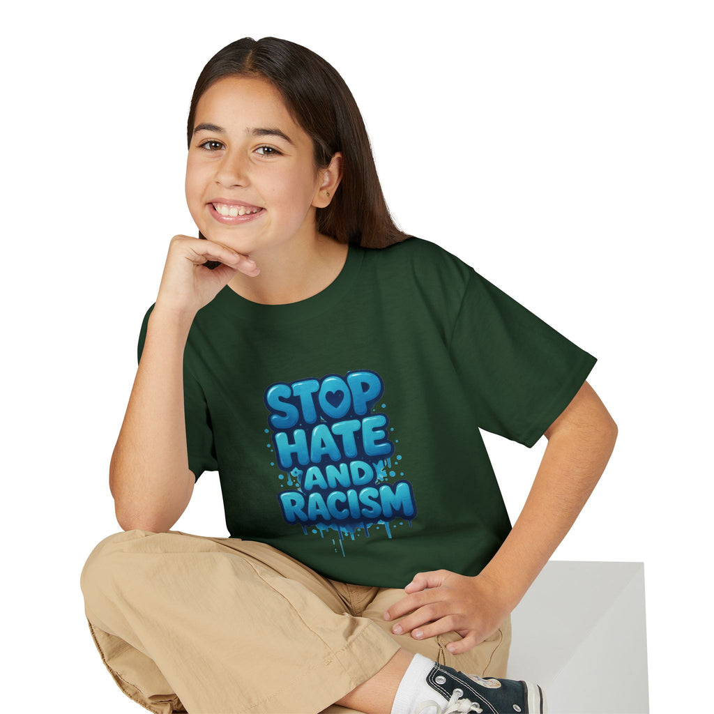 Stop Hate and Racism Youth T-Shirt — Anti-Racism Message Tee