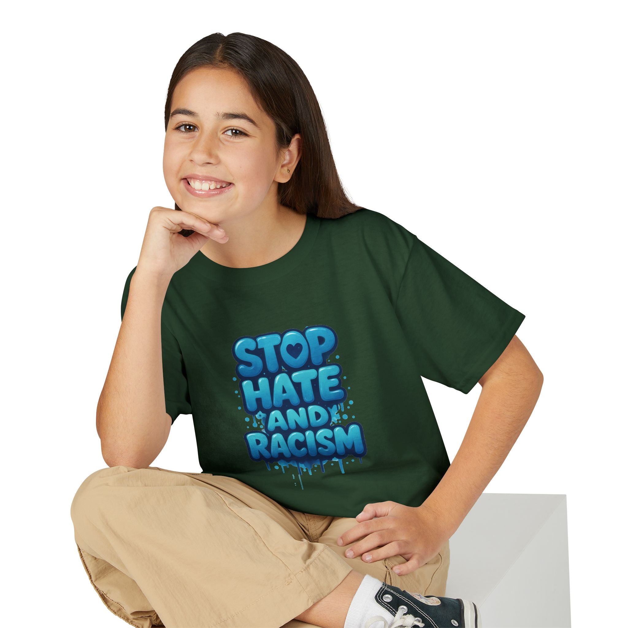 Stop Hate and Racism Youth T-Shirt — Anti-Racism Message Tee