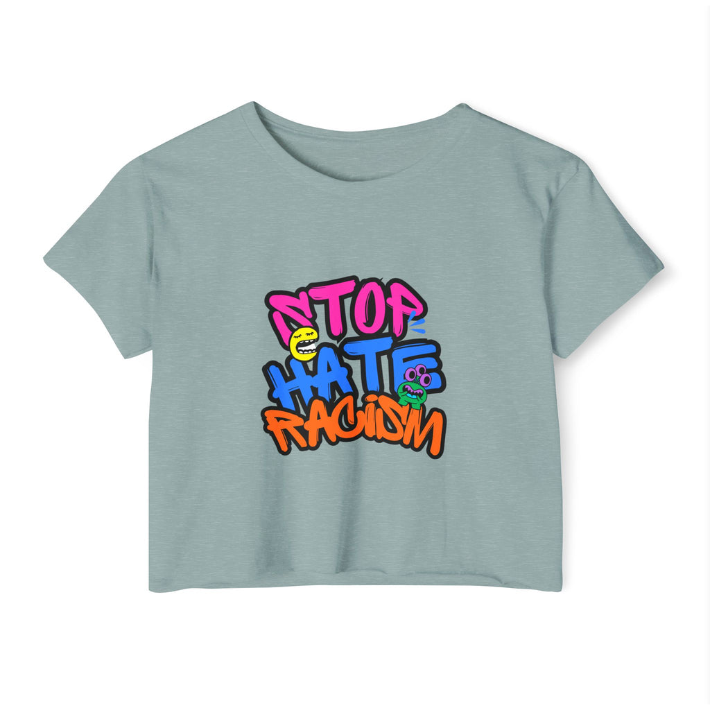Crop Top — "Stop Hate Racism" Colorful Graffiti Festival Tee