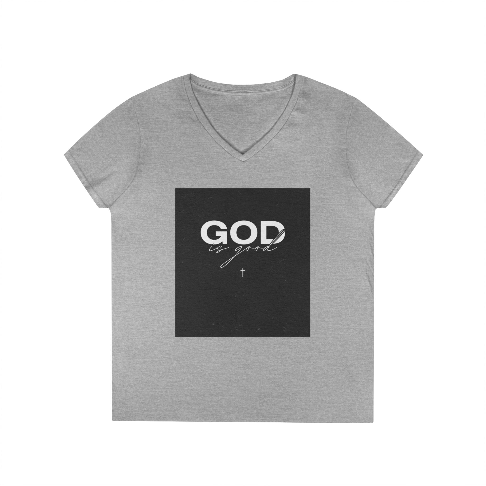 Faith Graphic V-Neck Tee — "GOD" Script Design