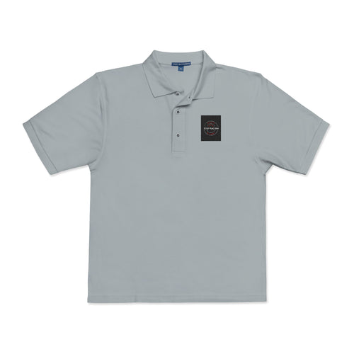 Embroidered 'Just Breathe' White Polo Shirt