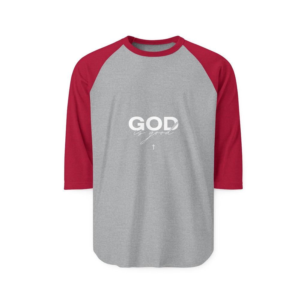 God Is Greater Raglan Baseball Tee — Faith Inspirational 3/4 Sleeve Shirt