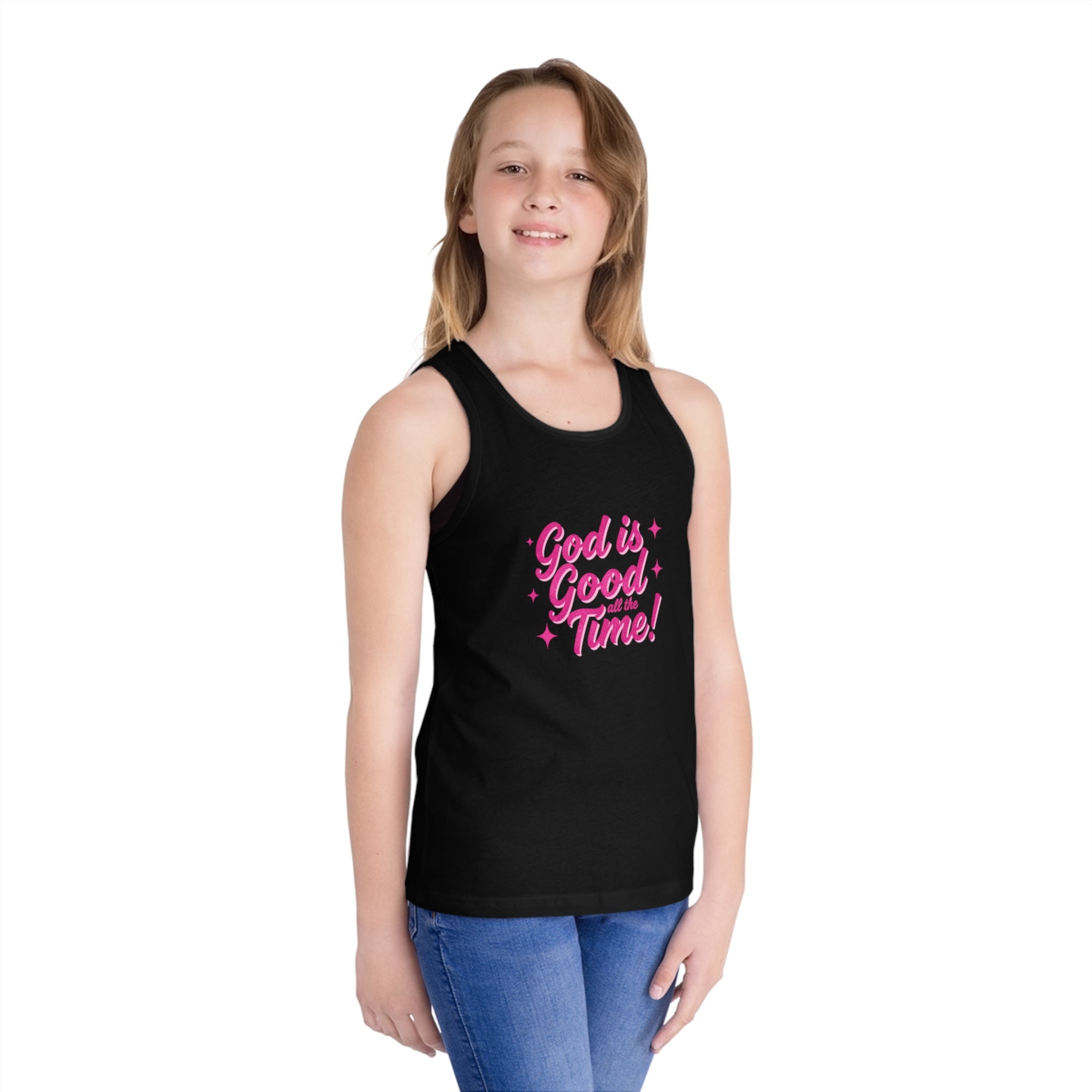 Kids Tank Top — "God Is Good All the Time!" Faith Graphic