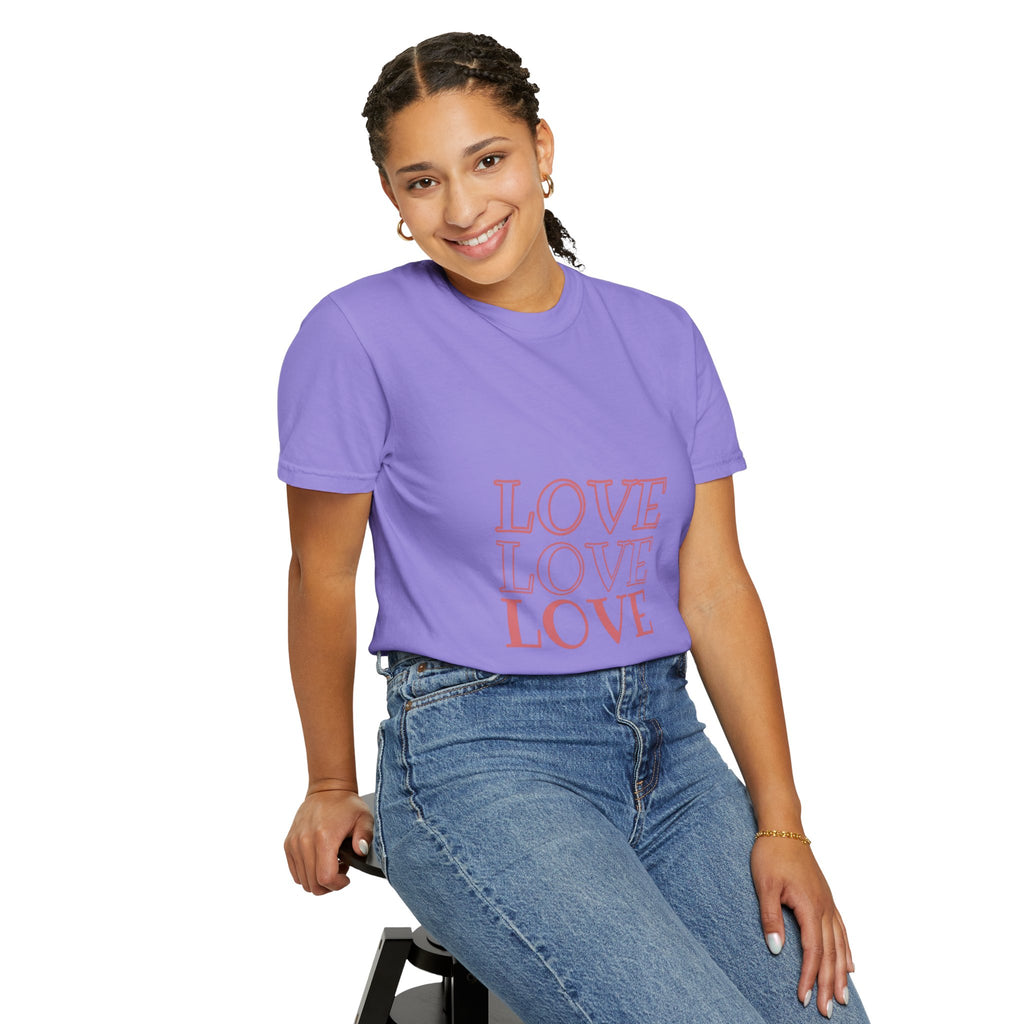 Love Love Love T-Shirt — Vintage Pink Stacked Text Tee
