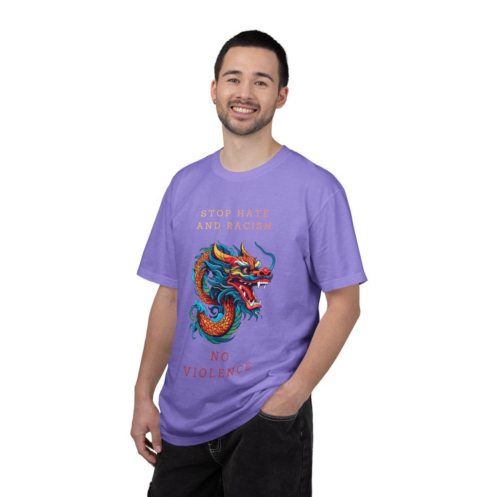 T-Shirt — 'Stop Hate and Racism, No Violence' Dragon Graphic Tee