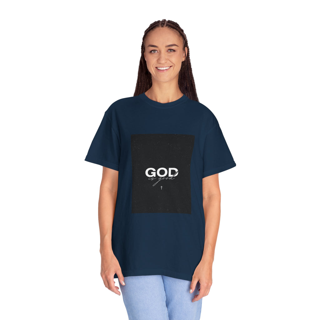 God Typography T-Shirt — Minimal Black Square Graphic Tee