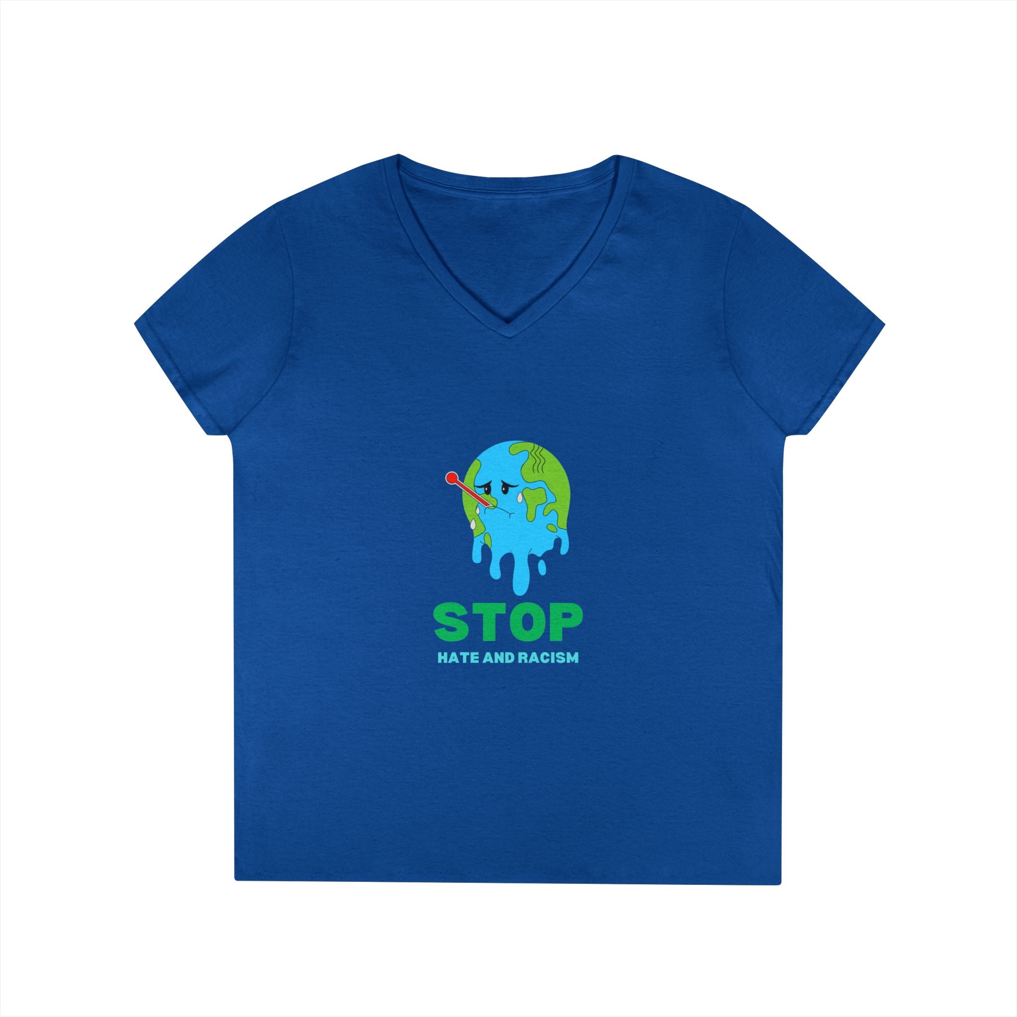 Stop Hate and Racism Eco V-Neck T-Shirt