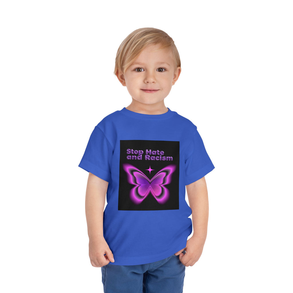 Stop Hate and Racism Toddler Tee — Purple Butterfly Anti-Racism Shirt