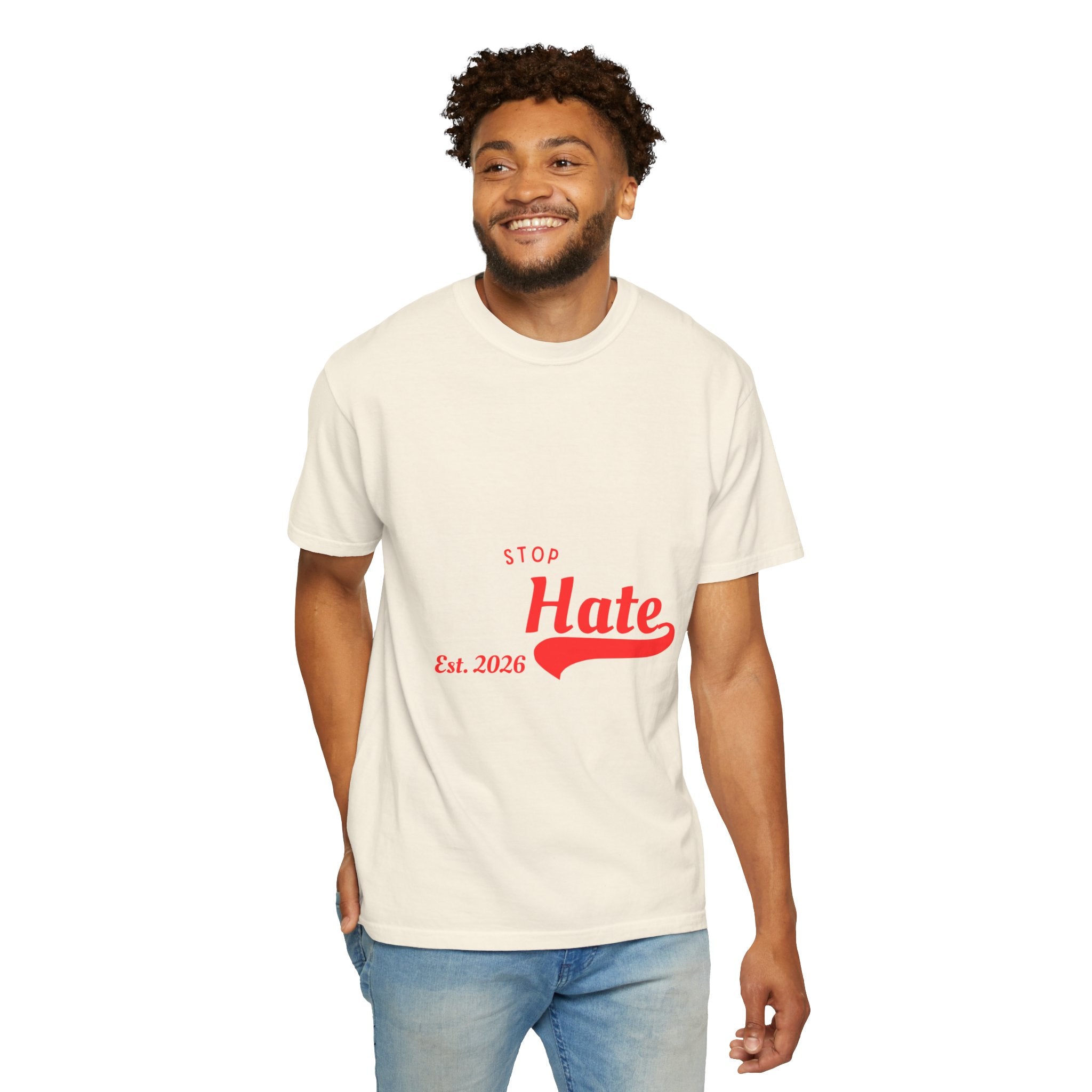 Stop Hate T-Shirt — Retro Script 'Est. 2026' Anti-Hate Graphic Tee