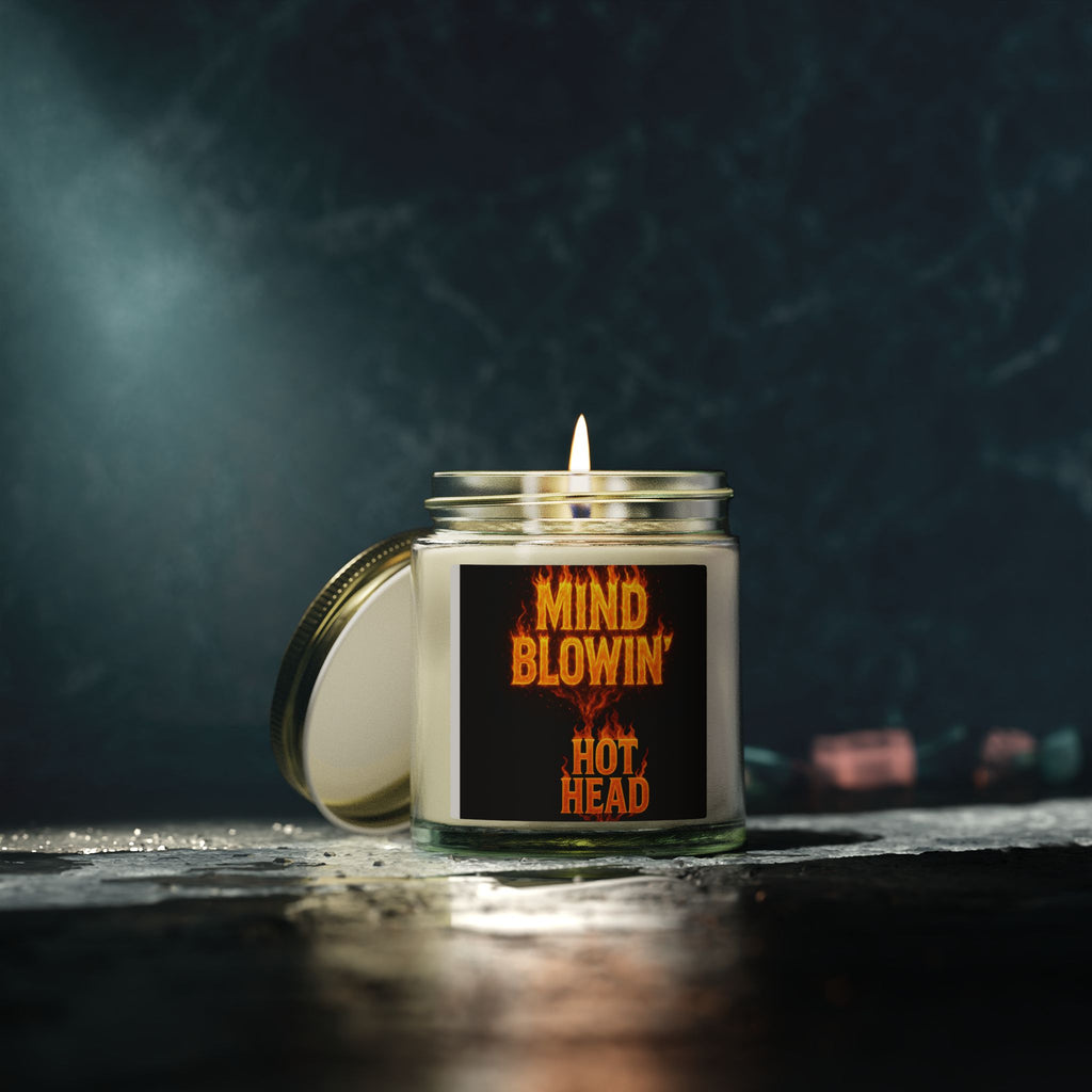 Soy Wax Candle — "Mind Blowin' Hot Head" Coconut Apricot Scent (4oz/9oz) — Novelty Gift
