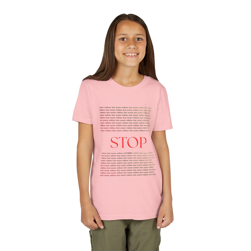 Youth Tee — Bold Yellow 'STOP' Graphic Kids T‑Shirt
