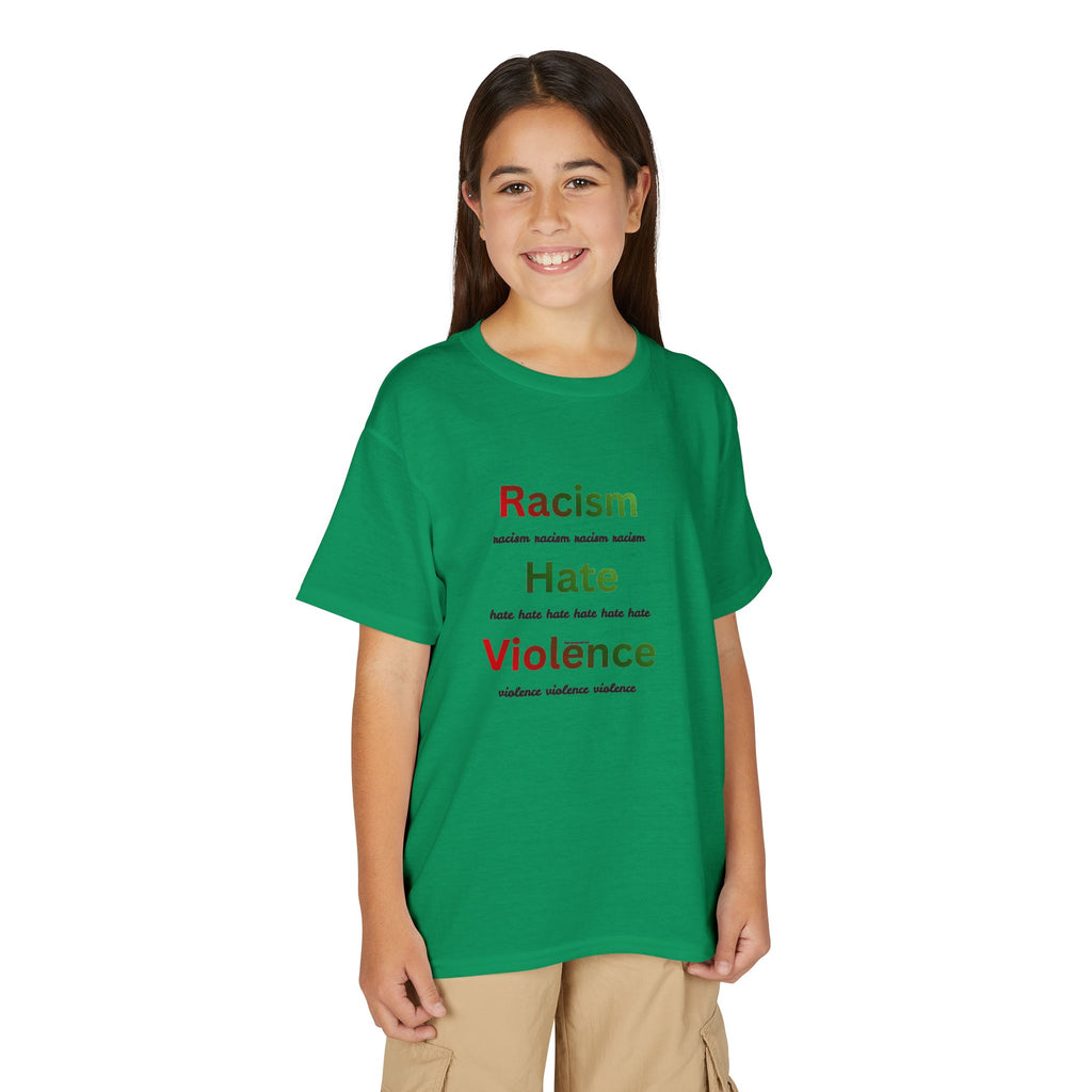 Youth Message T‑Shirt — 'Racism Hate Violence'