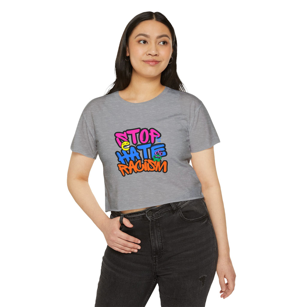 Crop Top — "Stop Hate Racism" Colorful Graffiti Festival Tee