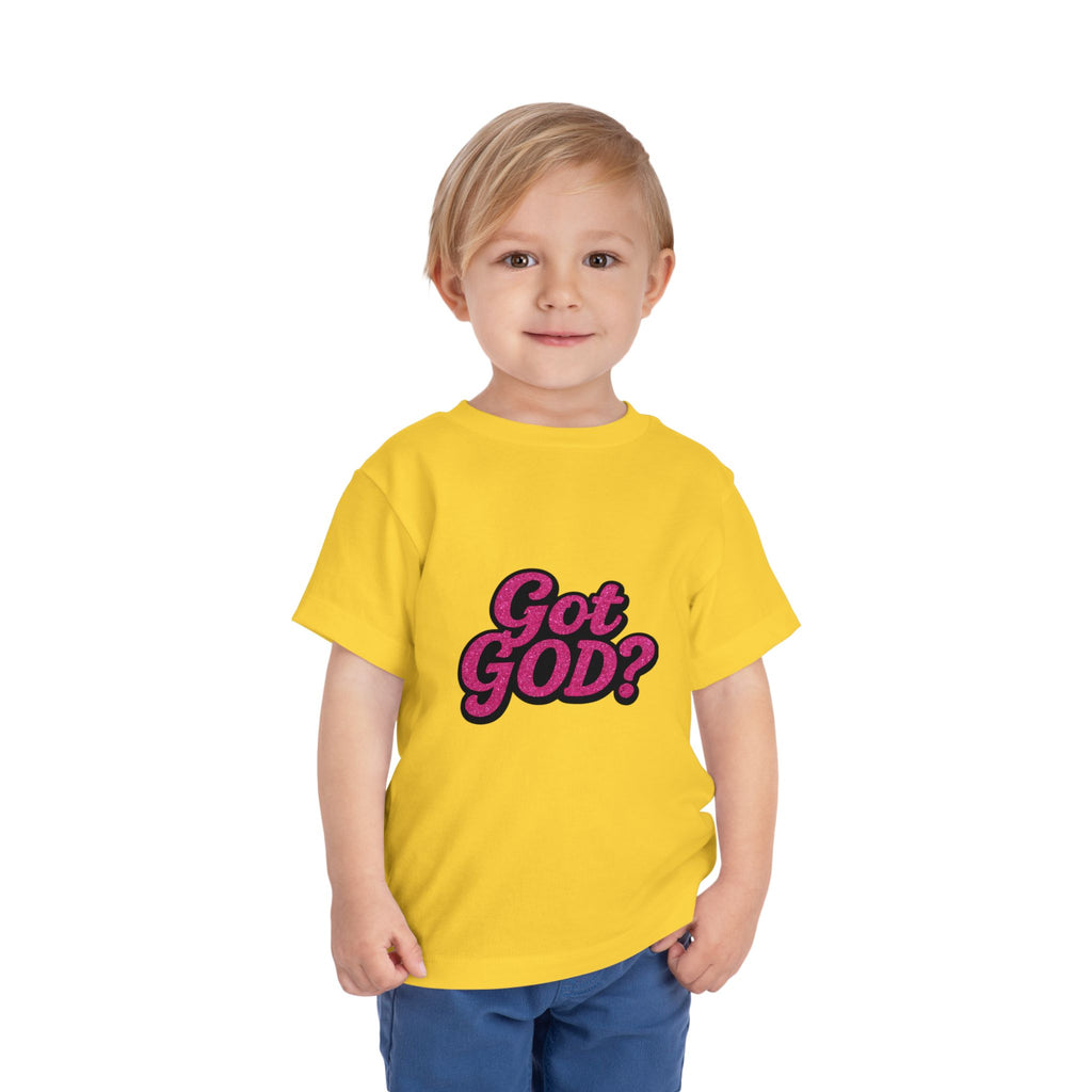 Toddler Tee - "Got GOD?" Pink Retro Christian Graphic Shirt