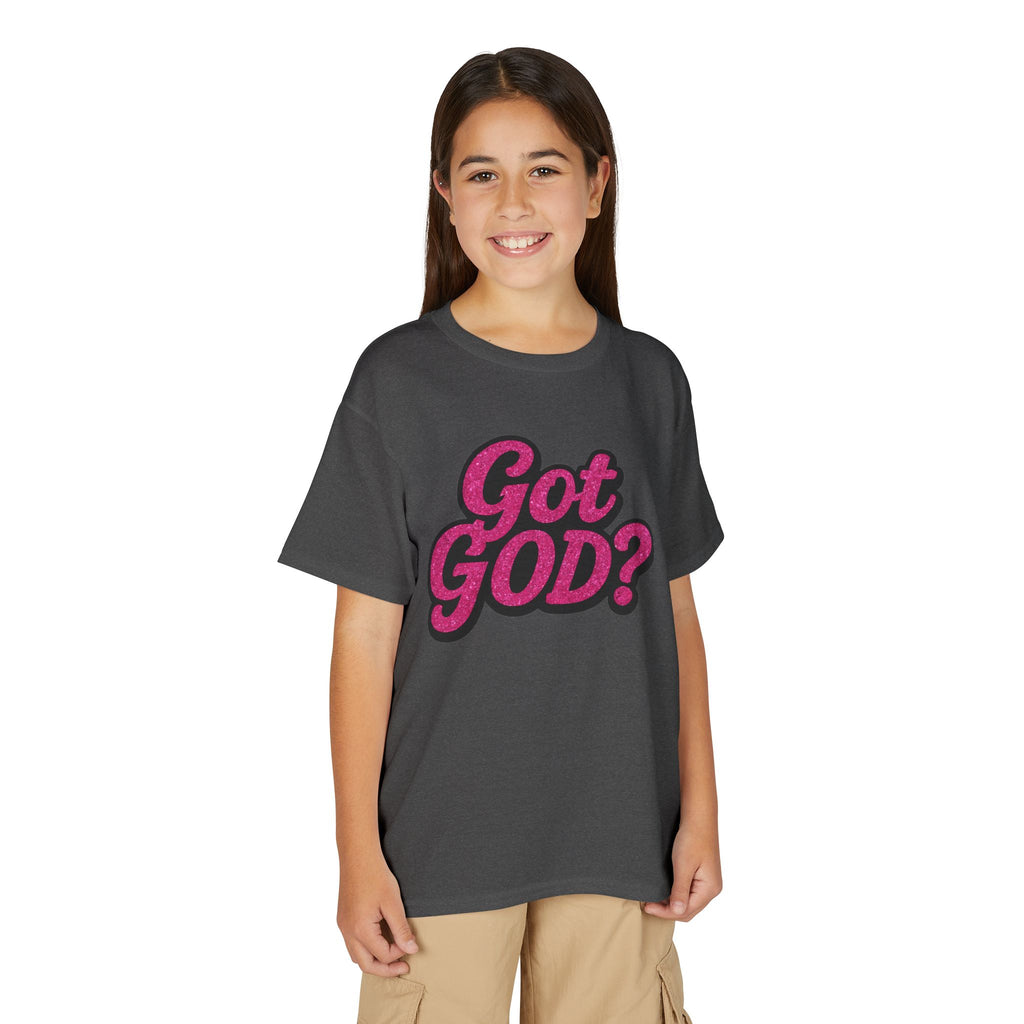 Youth T-Shirt — "Got GOD?" Pink Retro Faith Graphic