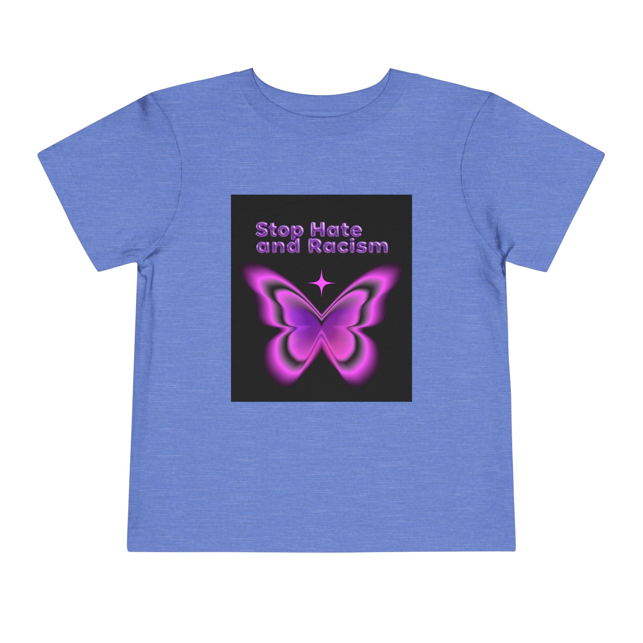 Stop Hate and Racism Toddler Tee — Purple Butterfly Anti-Racism Shirt