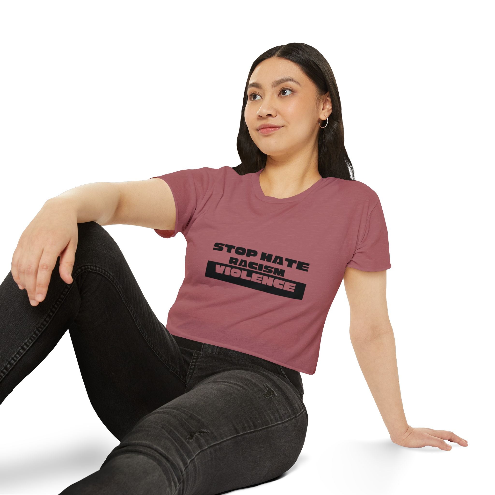 Stop Hate Racism Violence Crop Top — Women's Protest Festival Tee