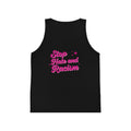 Kids Tank Top — "Stop Hate and Racism" Pink Script Kids Jersey Tank