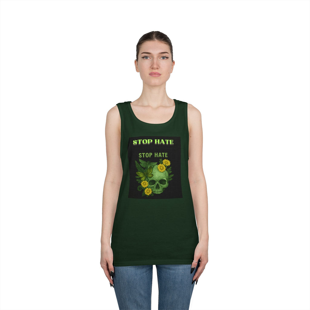 Stop Hate Floral Skull Tank Top — Anti-Hate Graphic Tank