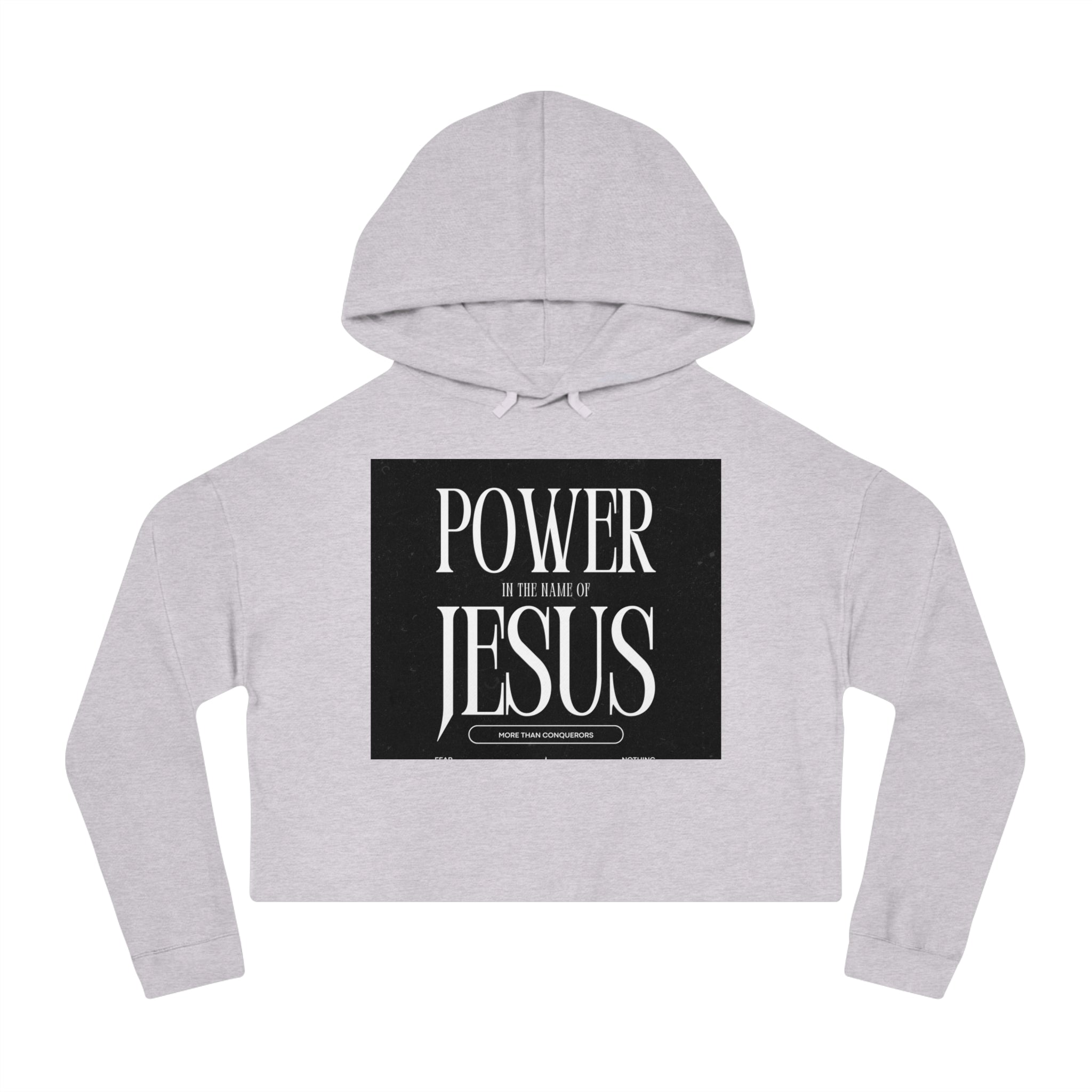Cropped Hoodie — 'Power In The Name Of Jesus' Christian Faith Sweatshirt