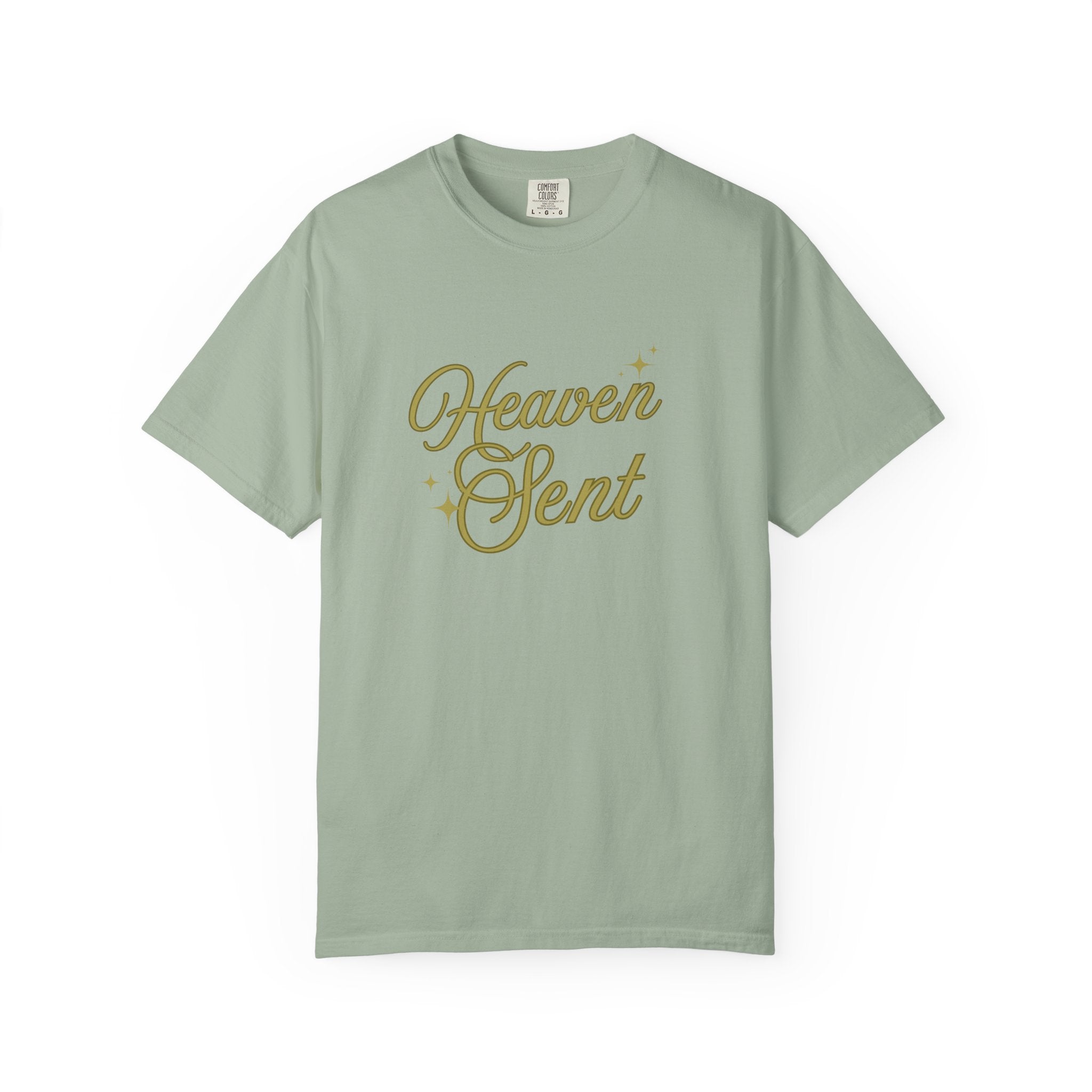 Heaven Sent Graphic Tee – Script Text Logo Cotton T-Shirt