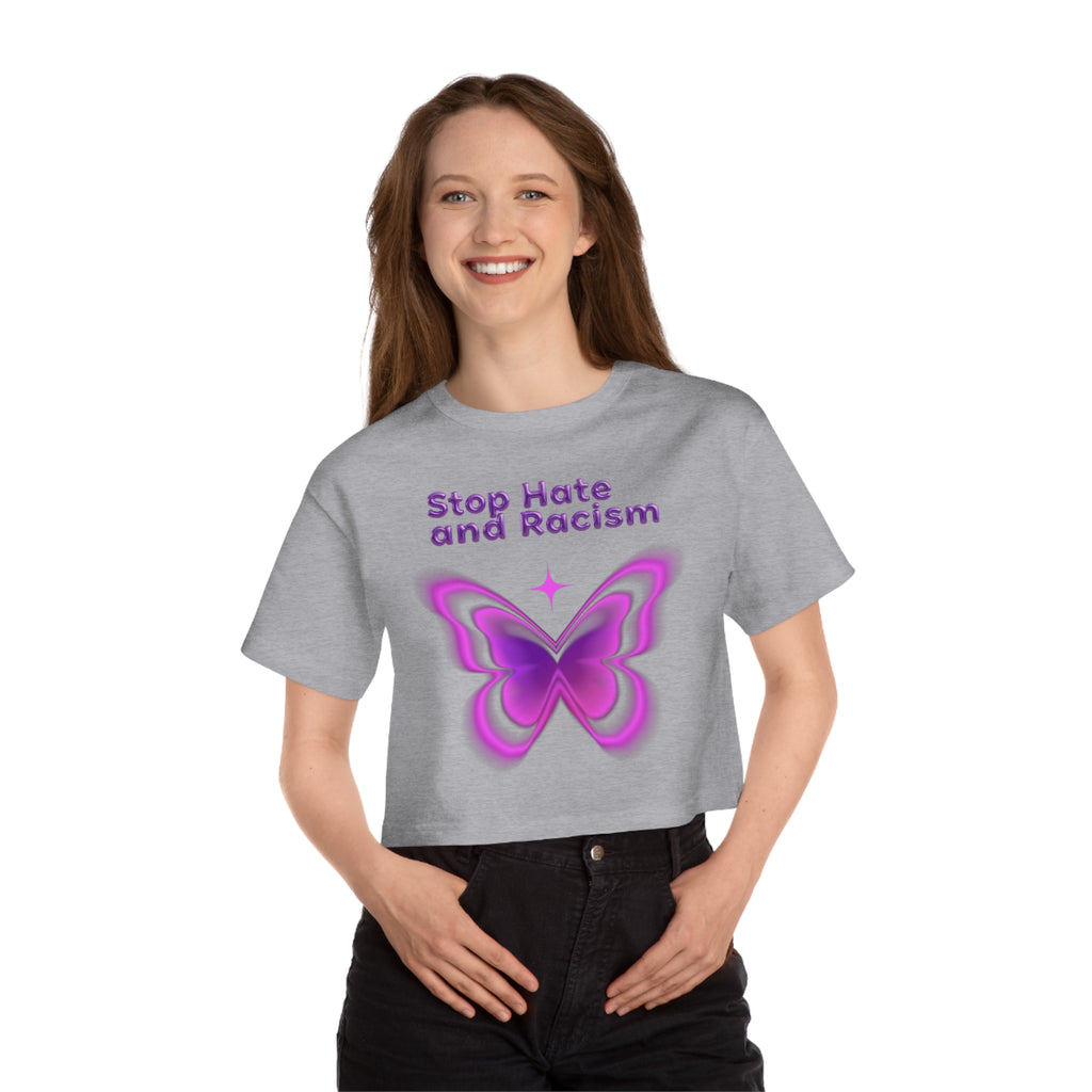 Stop Hate and Racism Butterfly Cropped Tee