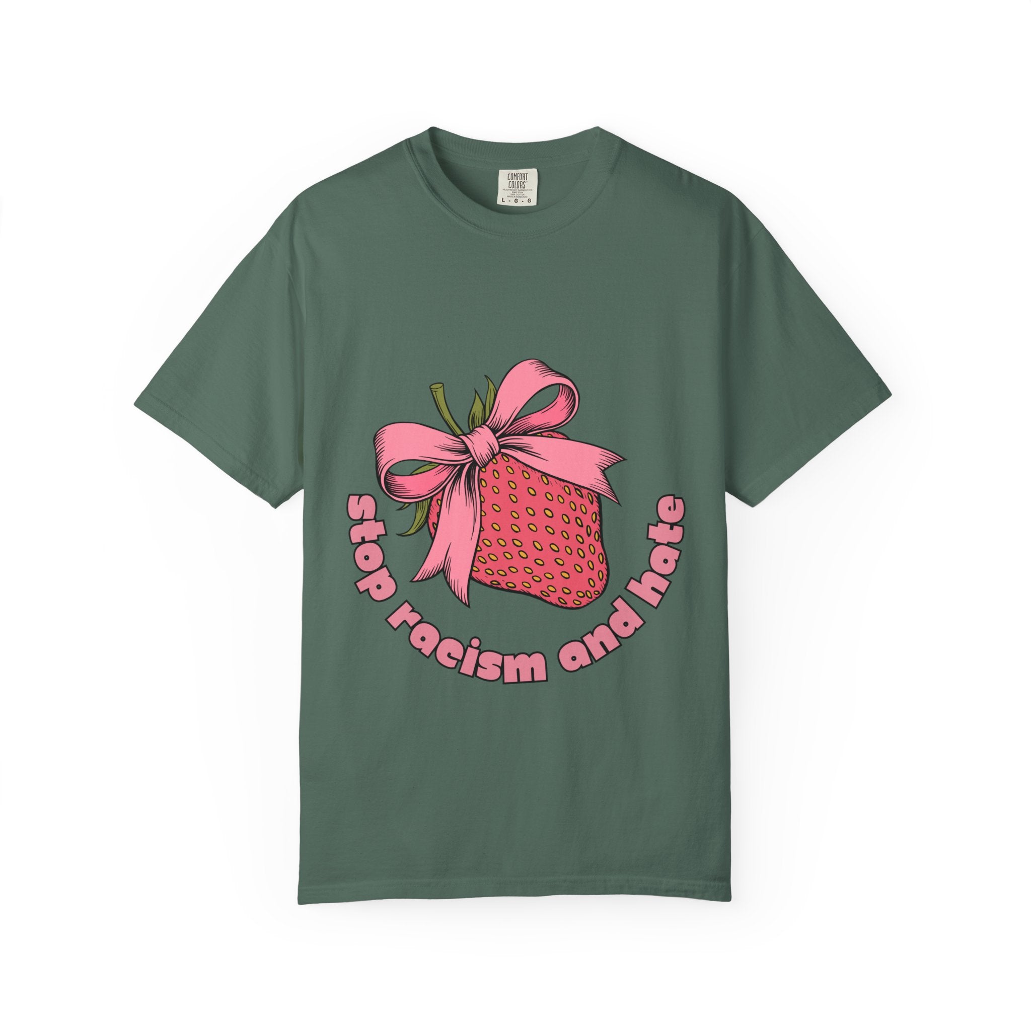 Stop Racism and Hate T-Shirt — Pink Strawberry Gift Graphic Tee
