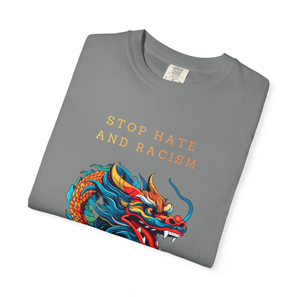 T-Shirt — 'Stop Hate and Racism, No Violence' Dragon Graphic Tee
