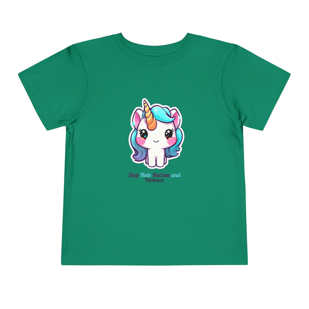 Toddler Tee — Cute Rainbow Unicorn "Stay Positive and Believe" Kids Shirt