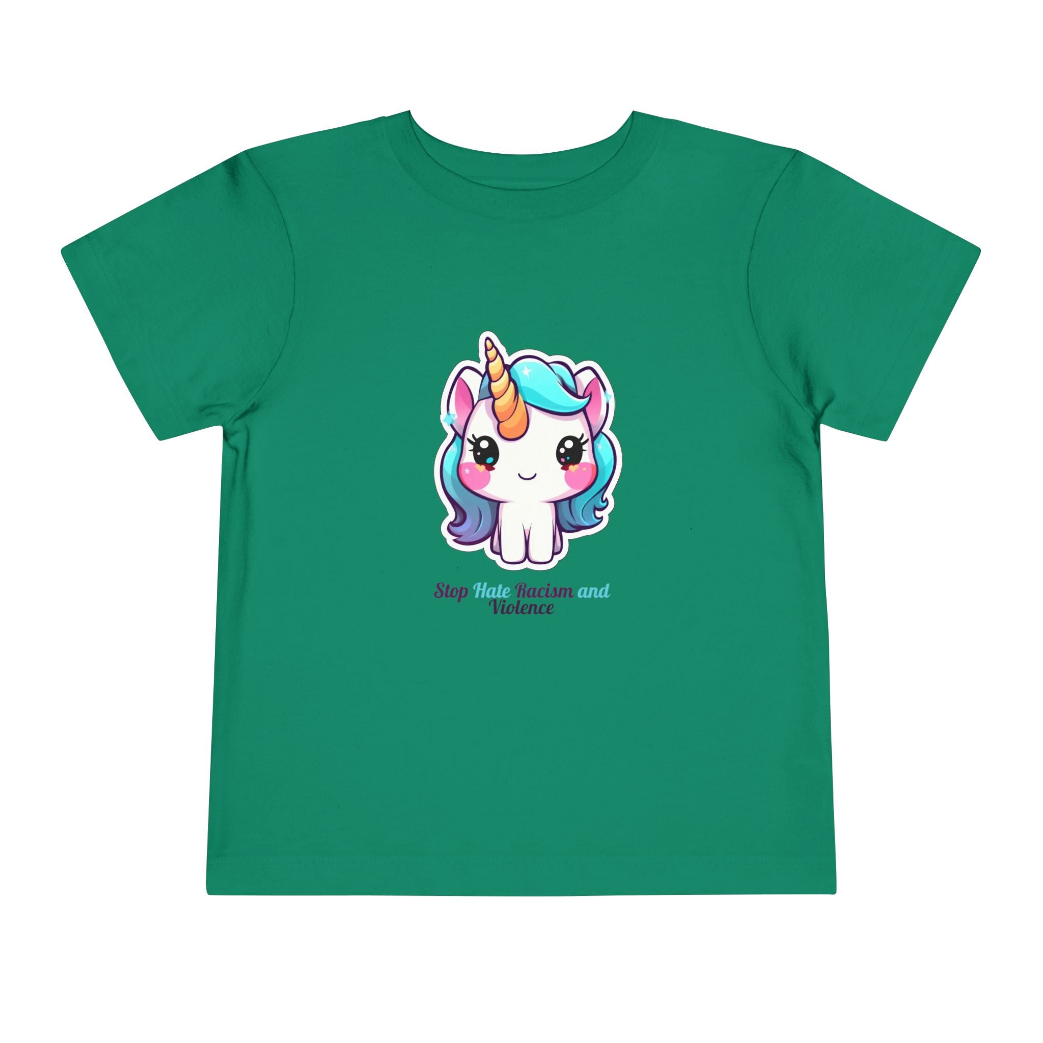Toddler Tee — Cute Rainbow Unicorn "Stay Positive and Believe" Kids Shirt
