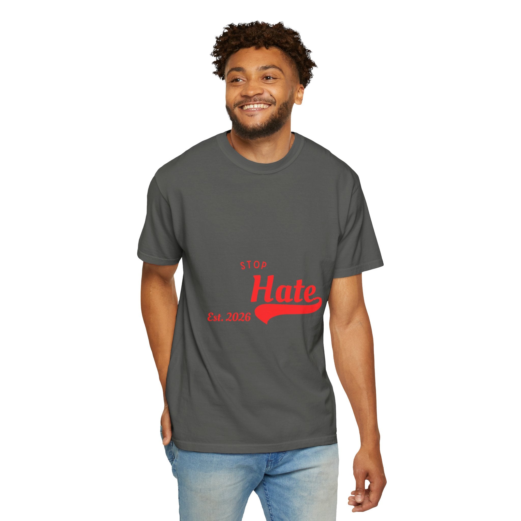 Stop Hate T-Shirt — Retro Script 'Est. 2026' Anti-Hate Graphic Tee