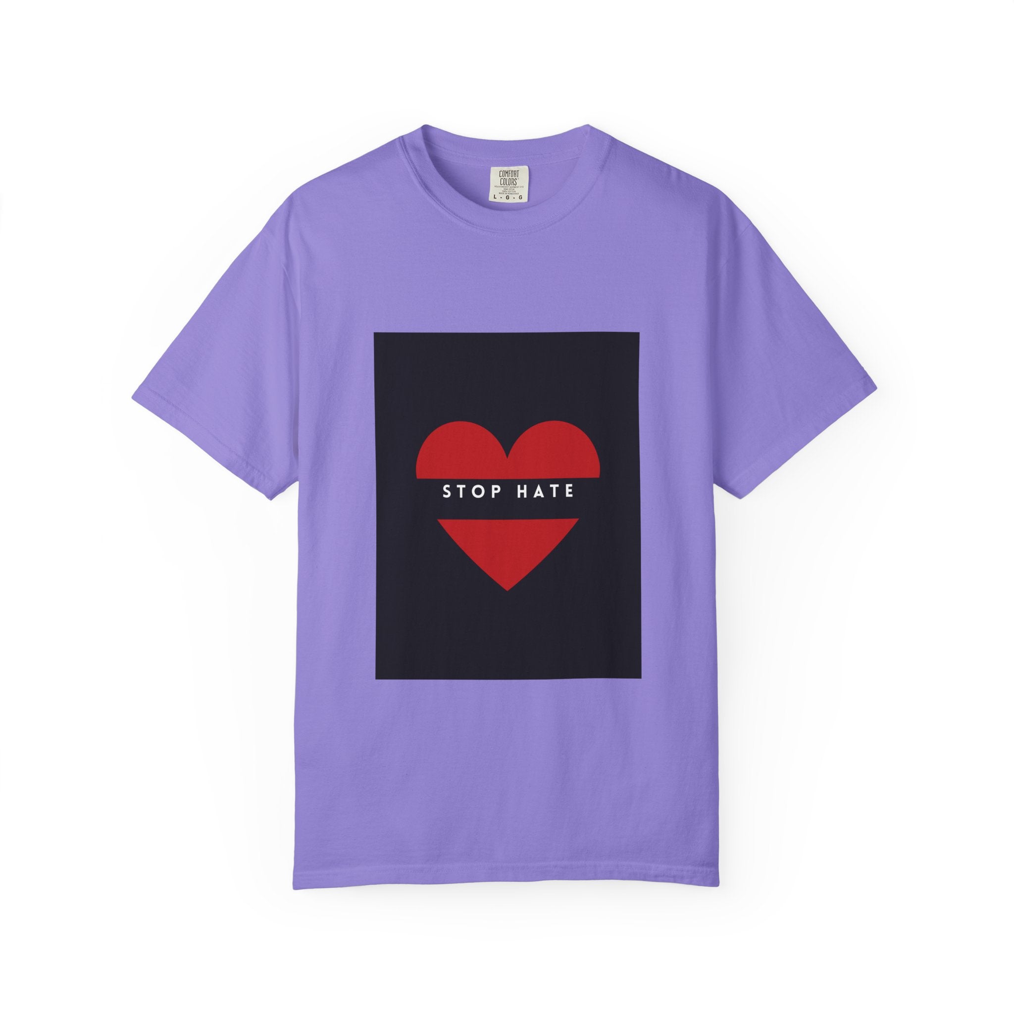 Stop Hate Heart T-Shirt — Red Heart Graphic Tee for Anti-Hate Awareness